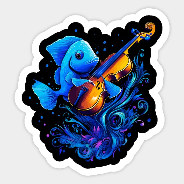 Blue Tang Playing Violin Sticker by JH Mart